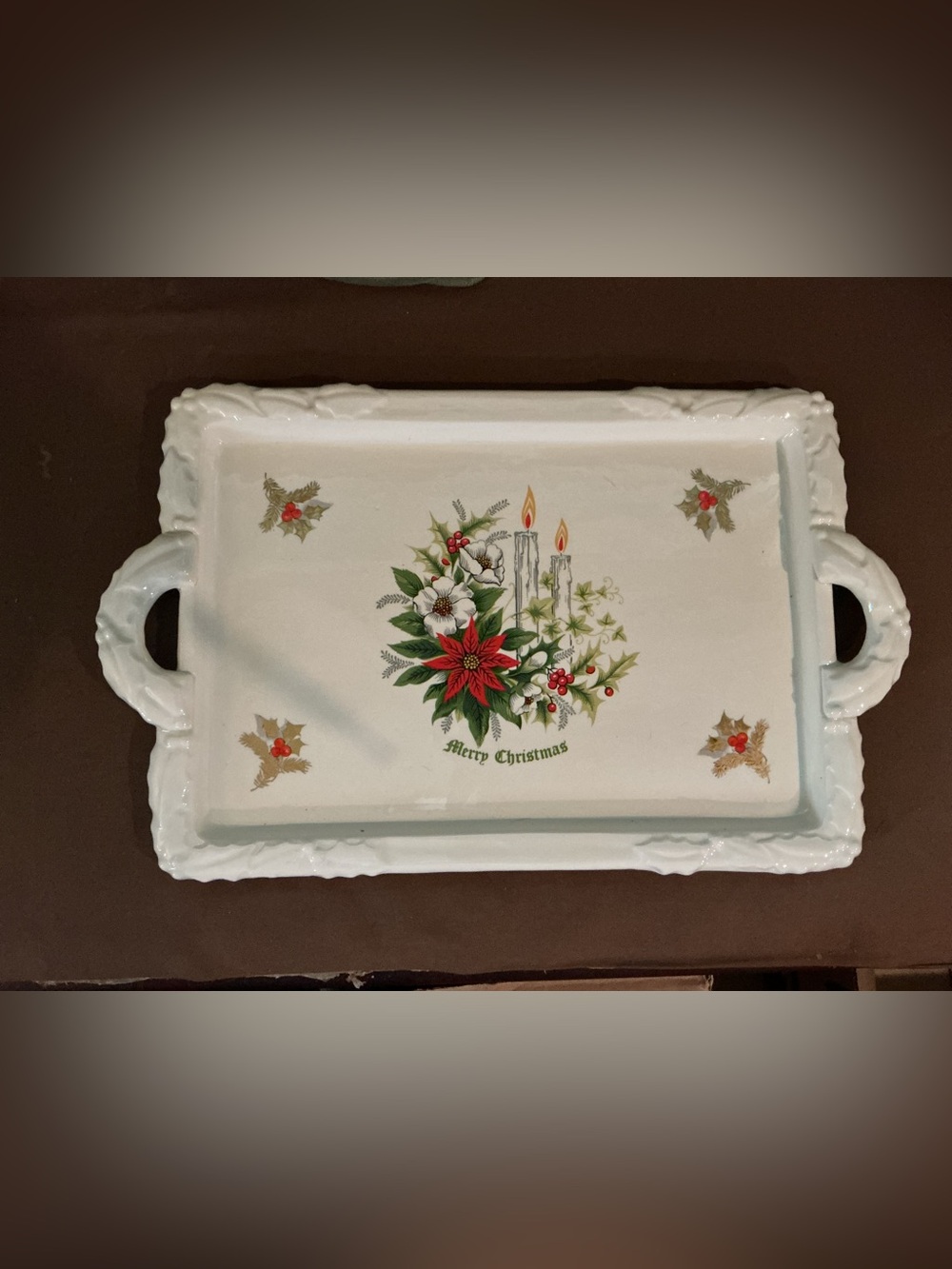 Royal Albert Poinsettia Bone China Holiday serving platter 9 x 12